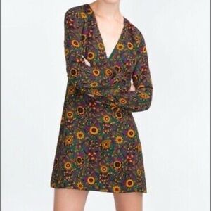 Zara Multicolor Floral Long Sleeve Dress